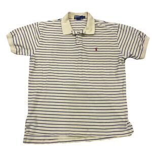 Polo Ralph Lauren Mens Shirt Yellow w/ Blue Stripes RN 41381 Size Large